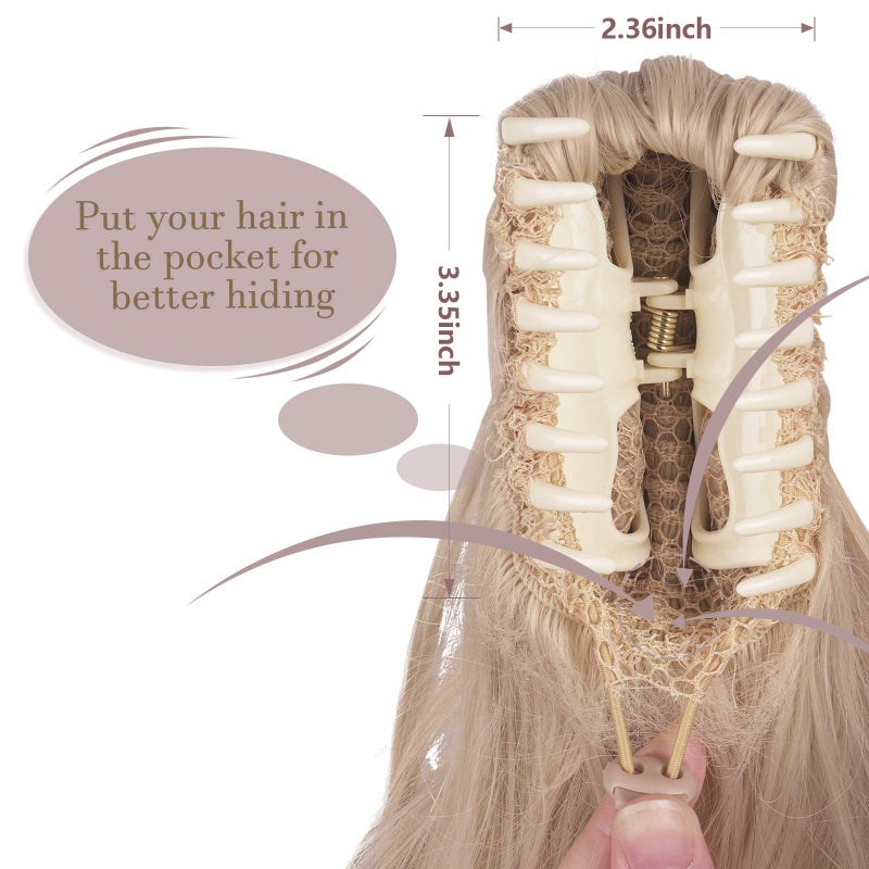 SOFEIYAN 13" Ponytail Extension Long Curly Ponytail Clip in Claw Hair Extension Natural Looking Synthetic Hairpiece for Women, Brown & Blonde - Image 4